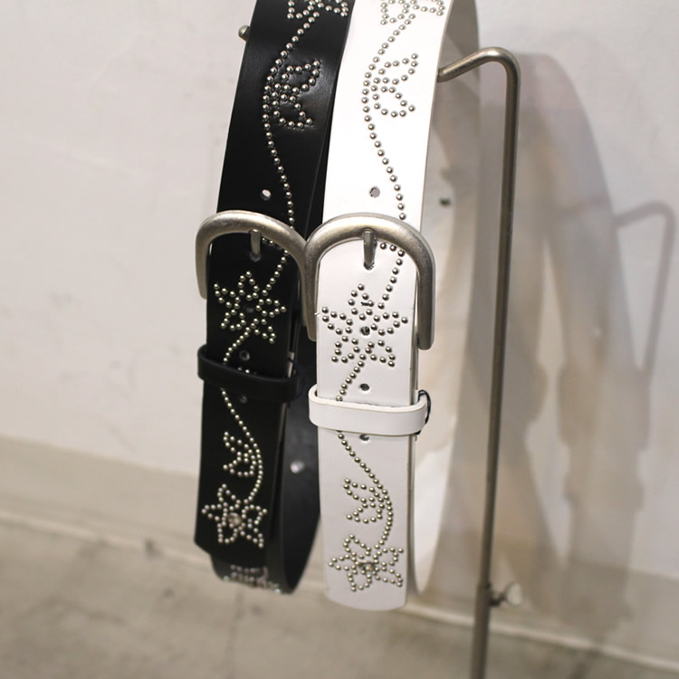 新着】Cuirs（キュイー）メンズベルト フラワースタッズウエスタン