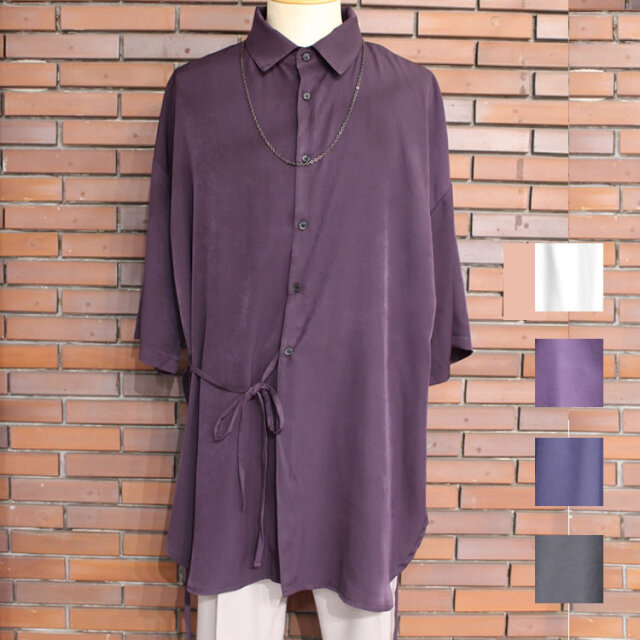 新着 Cuirs キュイー メンズシャツ オリジナルドローコードさらさらロングシャツ新作デザイン 渋谷cuirs 通販